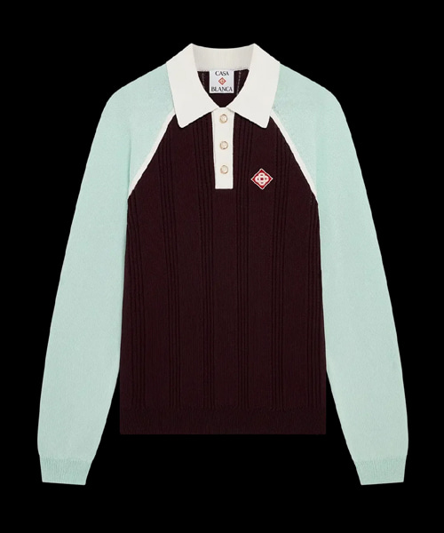 메리노 테니스 롱 슬리브 폴로 스웨터