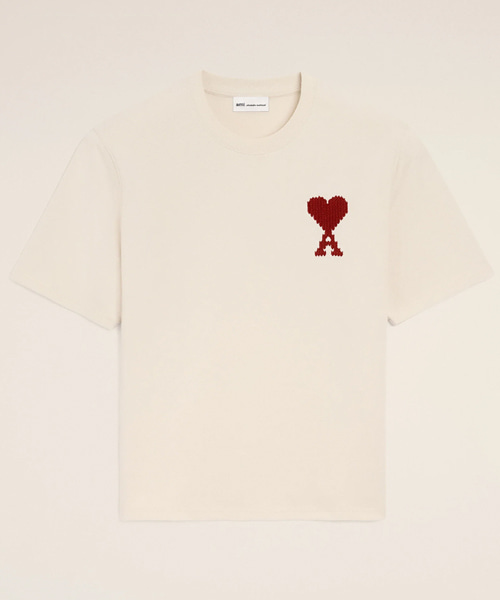 베이지 코튼 아미 드 꾀흐 티셔츠