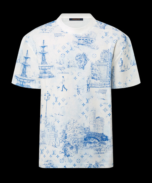 그래픽 프린트 코튼 피케 티셔츠