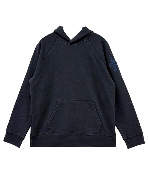 트리플 크로스 레더 패치 네이비 풀오버 후디