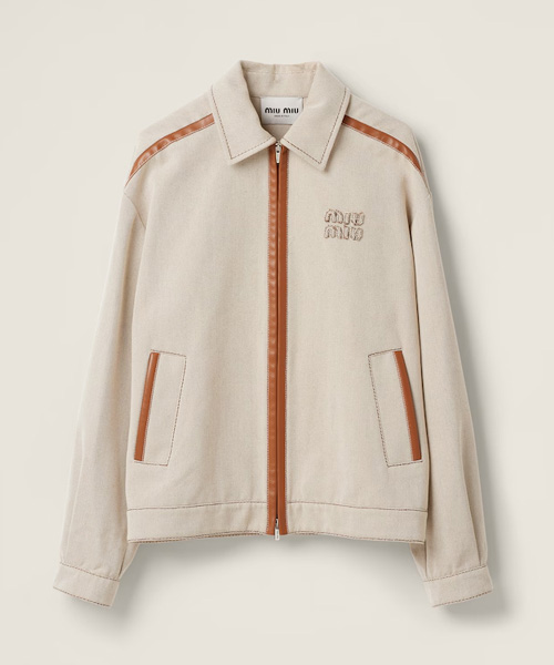 자카드 캔버스 블루종 재킷