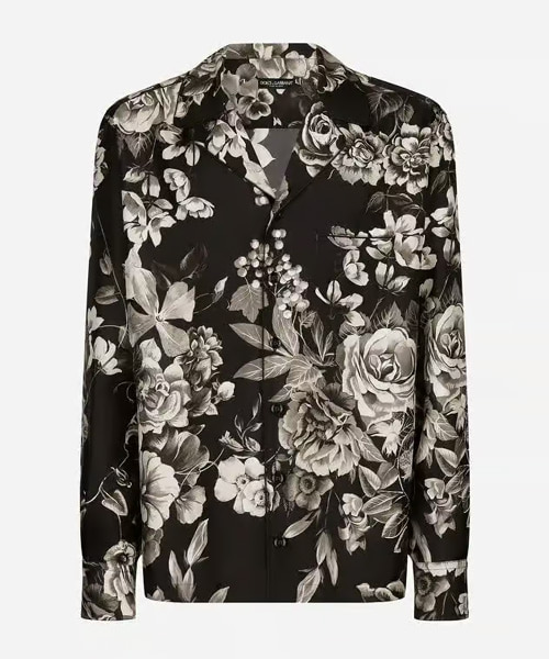 실크 트윌 플로럴 셔츠