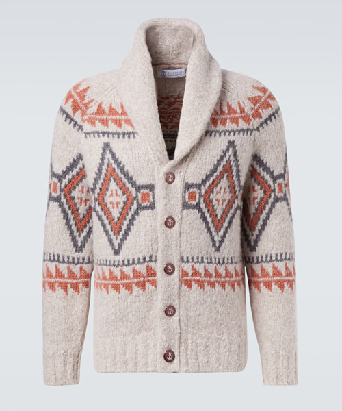 자카드 울 블렌드 가디건