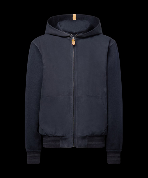 레더 믹스 후디드 블루종