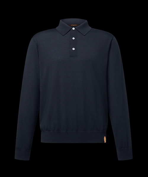 울 실크 블렌드 롱 슬리브 폴로 셔츠