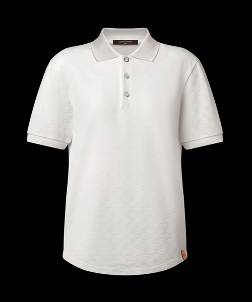 실크 코튼 다미에 피케 폴로 셔츠