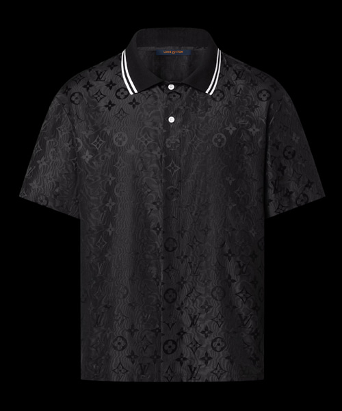 모노그램 무아레 자카드 숏 슬리브 실크 셔츠