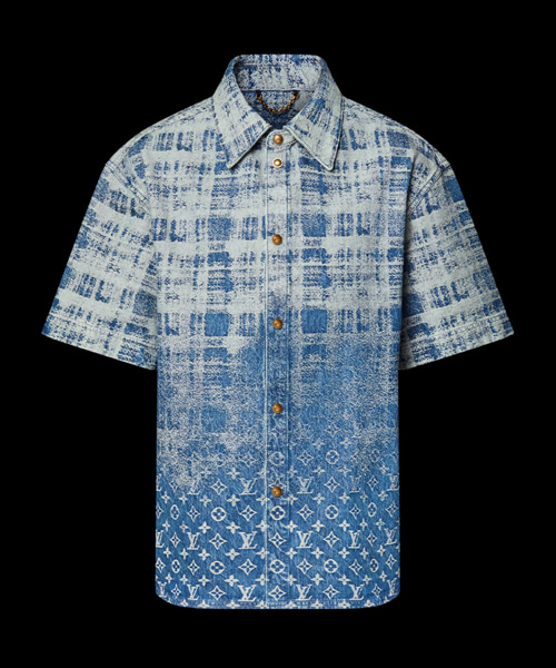 데님 쇼트 슬리브드 셔츠