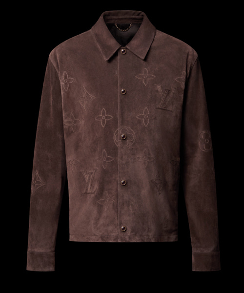 모노그램 엠브로이더드 스웨이드 오버셔츠