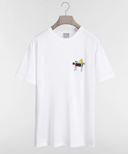 캐주얼 핏 말 자수 티셔츠