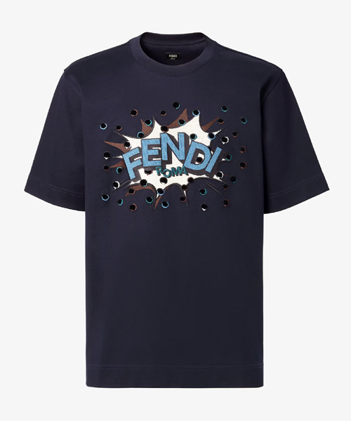 다크 블루 코튼 티셔츠