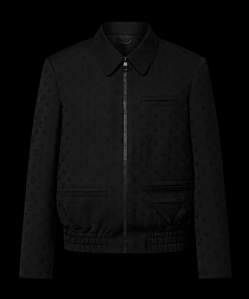 모노그램 자카드 울 제프 포켓 블루종