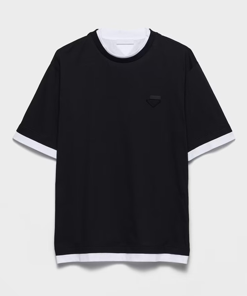 삼각 로고 패치 코튼 티셔츠