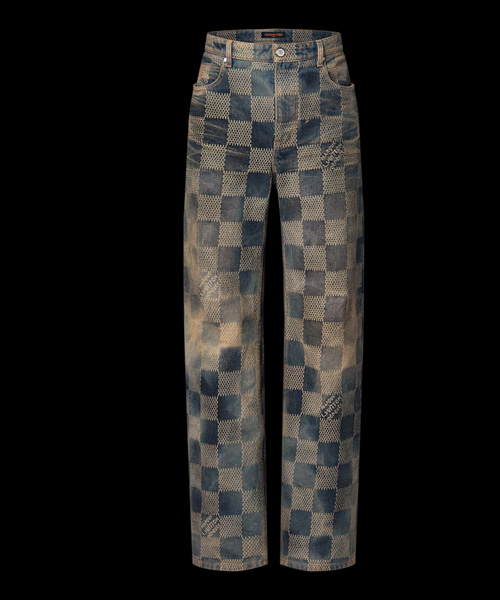 다미에 워시드 데님 스케이트 팬츠