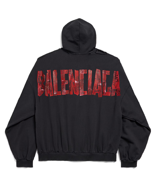 시큐리티 테이프 로고 라지 집업 후디