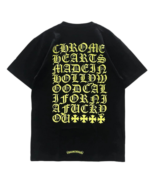 옐로우 스크립트 로고 숏 슬리브 티셔츠