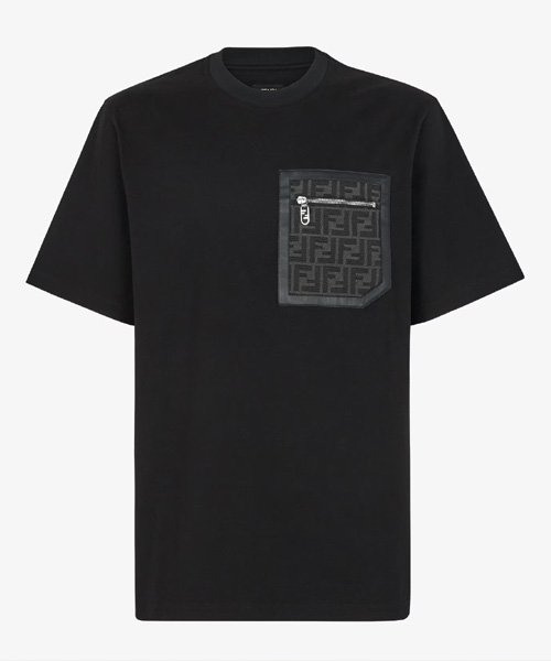 FF 패브릭 지퍼 패치 포켓 코튼 티셔츠