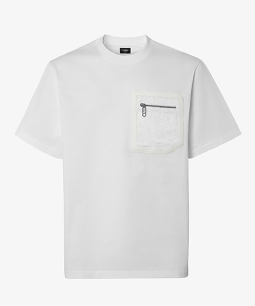 FF 자카드 지퍼 패치 포켓 코튼 티셔츠