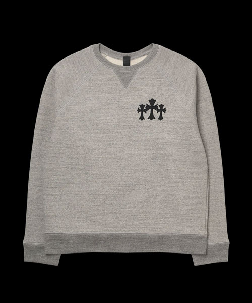 CH 로고 크로스 가죽 패치 블랙 스웨트셔츠