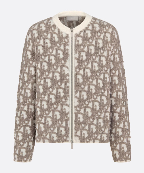 울 코튼 블렌드 자카드 가디건