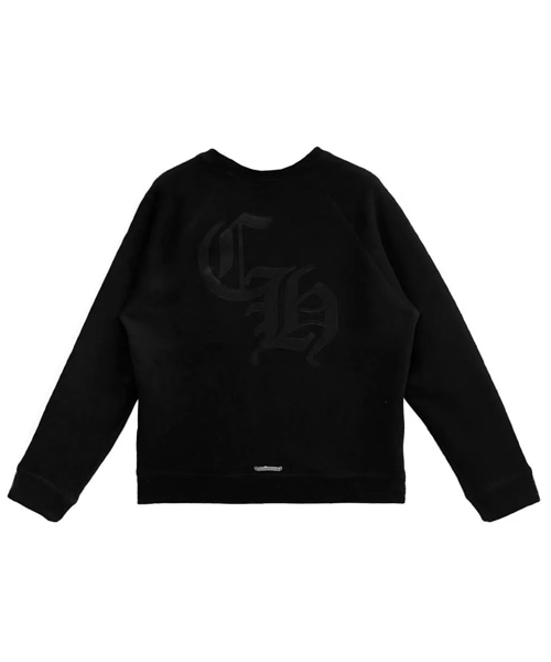 CH 로고 크로스 가죽 패치 블랙 스웨트셔츠