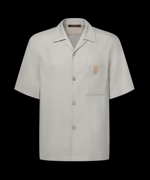 숏 슬리브 실크 코튼 캐시미어 블렌드 오픈 칼라 셔츠