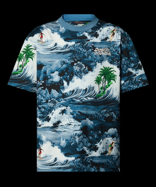 프린트 숏 슬리브 코튼 티셔츠