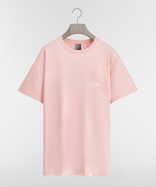 코튼 저지 자수 캐주얼 핏 티셔츠