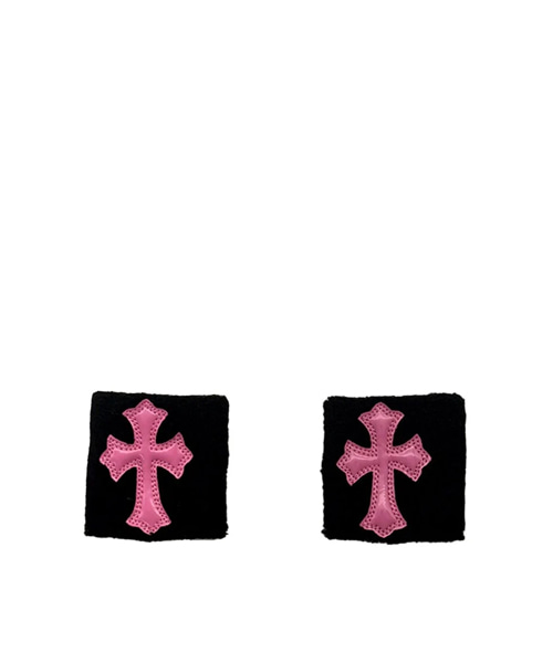 핑크 패턴 레더 세머테어리 크로스 패치 스웻 밴드