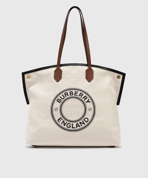 라지 로고 그래픽 코튼 캔버스 소사이어티 토트