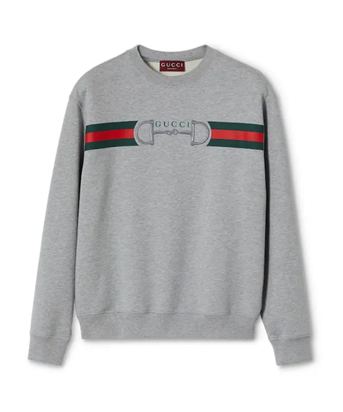 엠벨리쉬드 윗 프린트 코튼 저지 스웨트셔츠