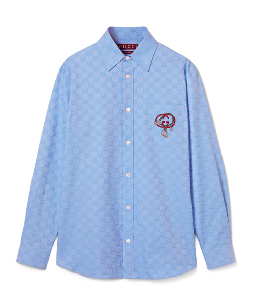 차이니즈 뉴 이어 컬렉션 엠브로이더드 GG 옥스포드 코튼 셔츠