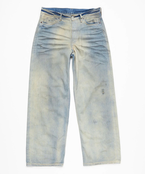 라이트 블루 논 스트레치 데님 배기핏 진