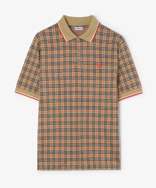 체크 코튼 블렌드 폴로셔츠