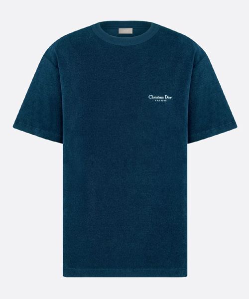 블루 테리 코튼 캐주얼 핏 티셔츠