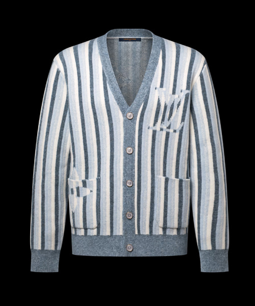 스트라이프드 자카드 가디건