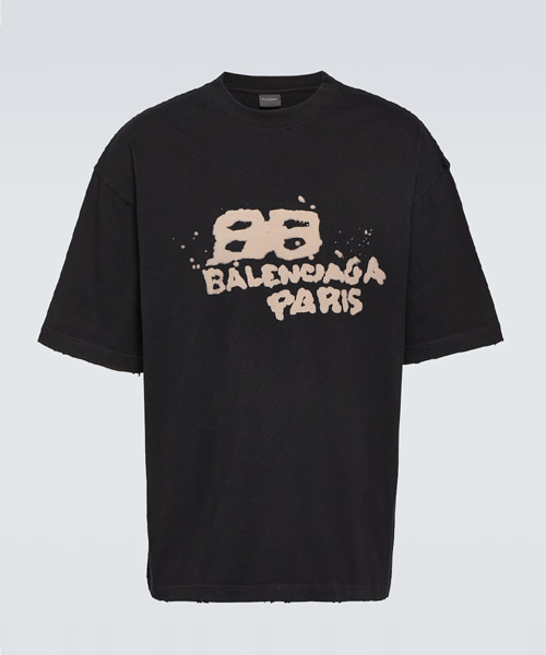 핸드 드로우 BB 아이콘 미디엄 핏 코튼 티셔츠