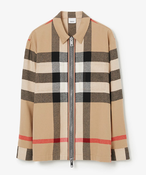 체크 울 코튼 오버셔츠