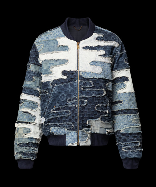 패치워크 데님 보머 재킷