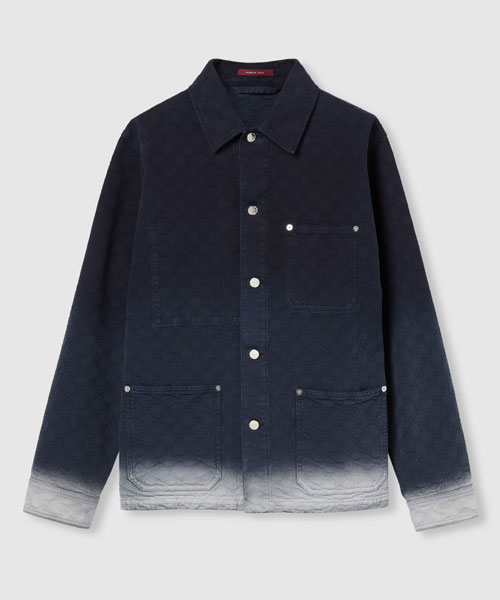 블리치 GG 코튼 데님 자카드 셔츠