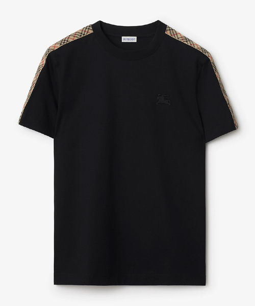 체크 트리밍 코튼 티셔츠