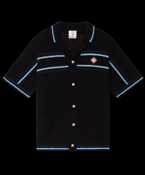 테니스 코튼 크로셰 숏 슬리브 셔츠