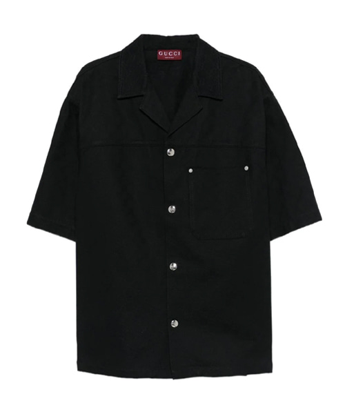 GG 버튼 숏 슬리브 코튼 셔츠