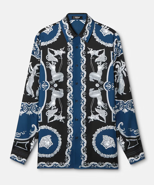 프린트 실크 트윌 레귤러 셔츠