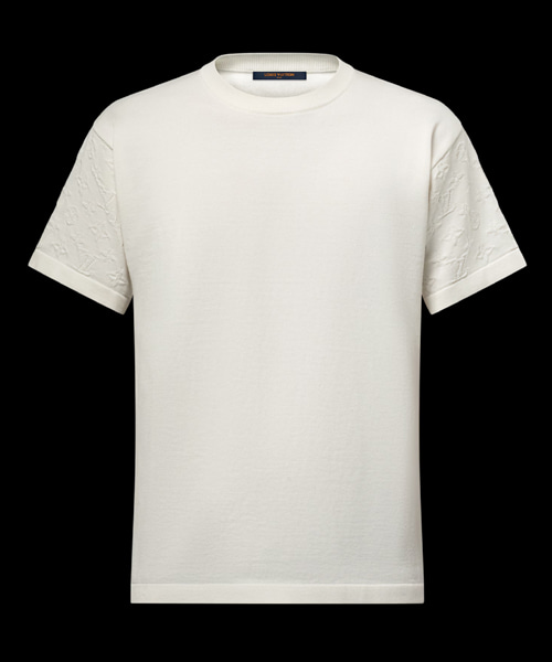 모노그램 숏 슬리브 코튼 크루넥