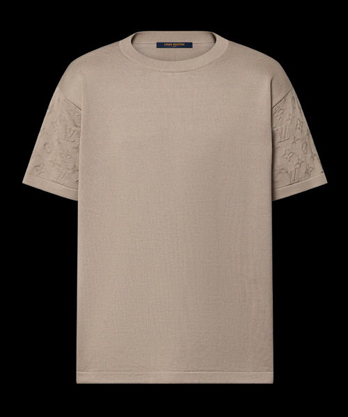 모노그램 숏 슬리브 코튼 크루넥