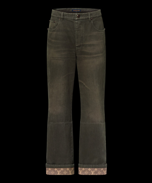 왁스드 데님 팬츠 위드 시그니처 턴 업