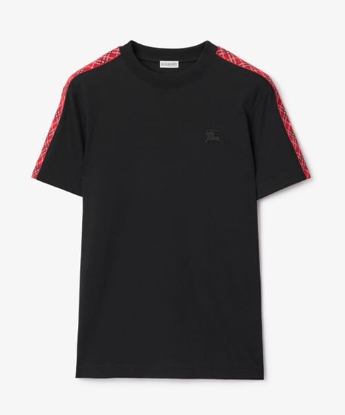 체크 트리밍 코튼 티셔츠