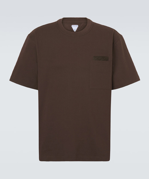 스웨이드 트림 코튼 저지 티셔츠