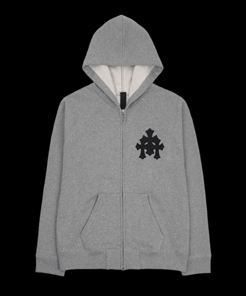 트리플 크로스 로고 집업 후디